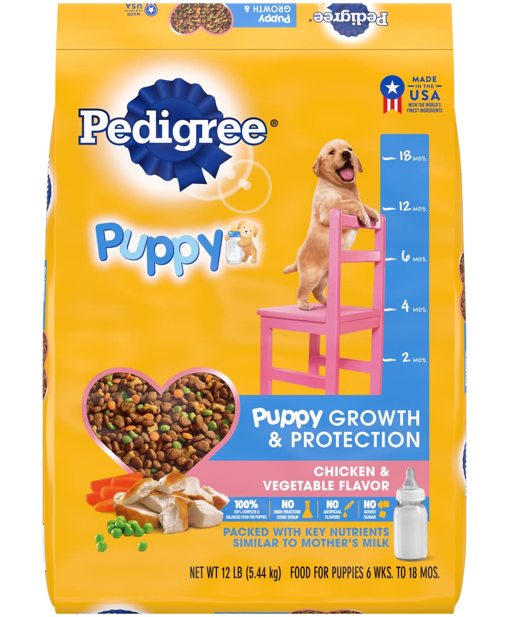 Pedigree Puppy Growth & Protection Dry Dog Food, Chicken-Vegetable (12 lbs)
