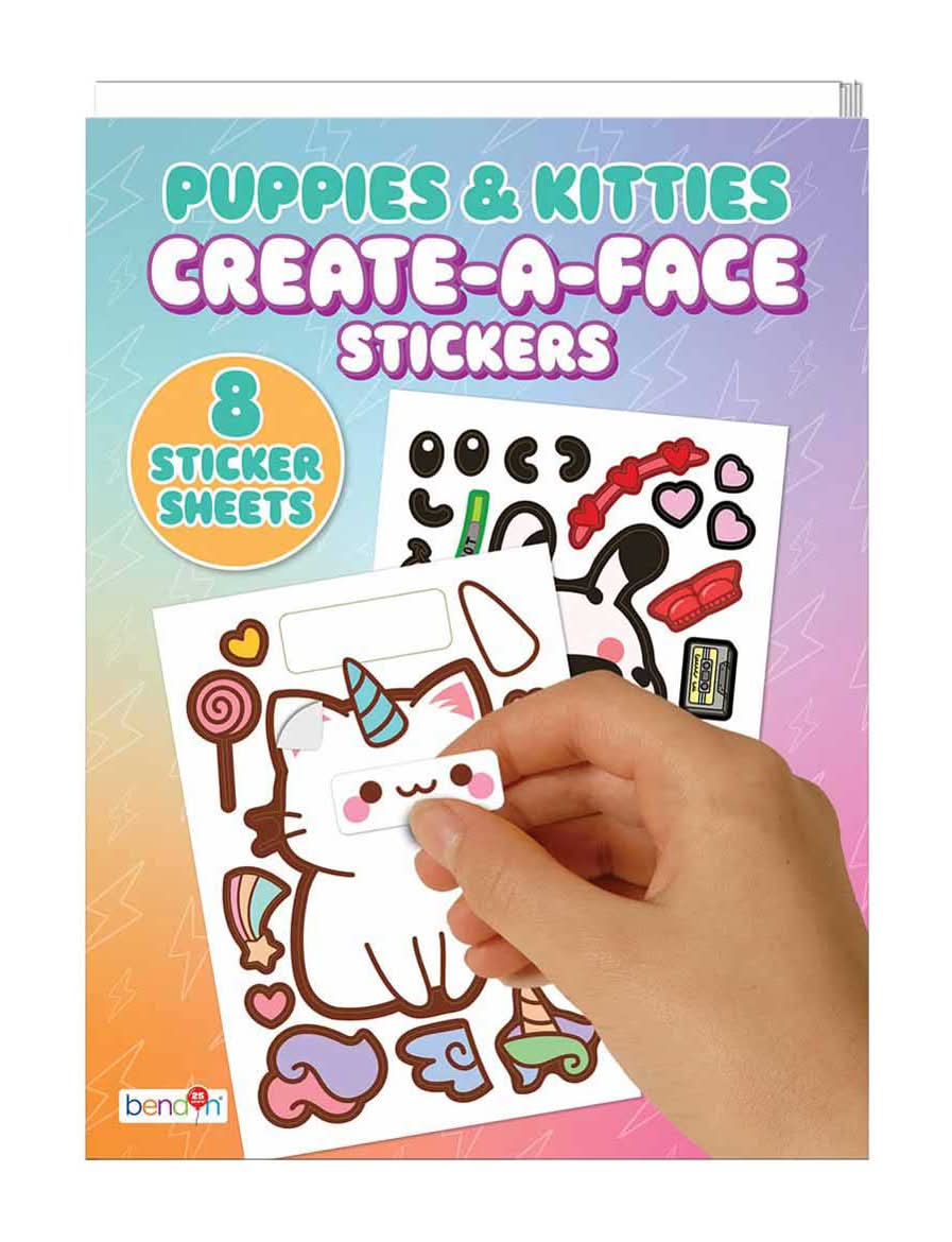 Bendon Puppies & Kitties Create-A-Face Stickers Book