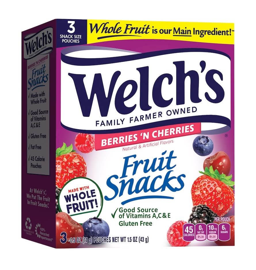 Welch's Fruit Snacks, Berries ‘N Cherries (3 x 0.5 oz)