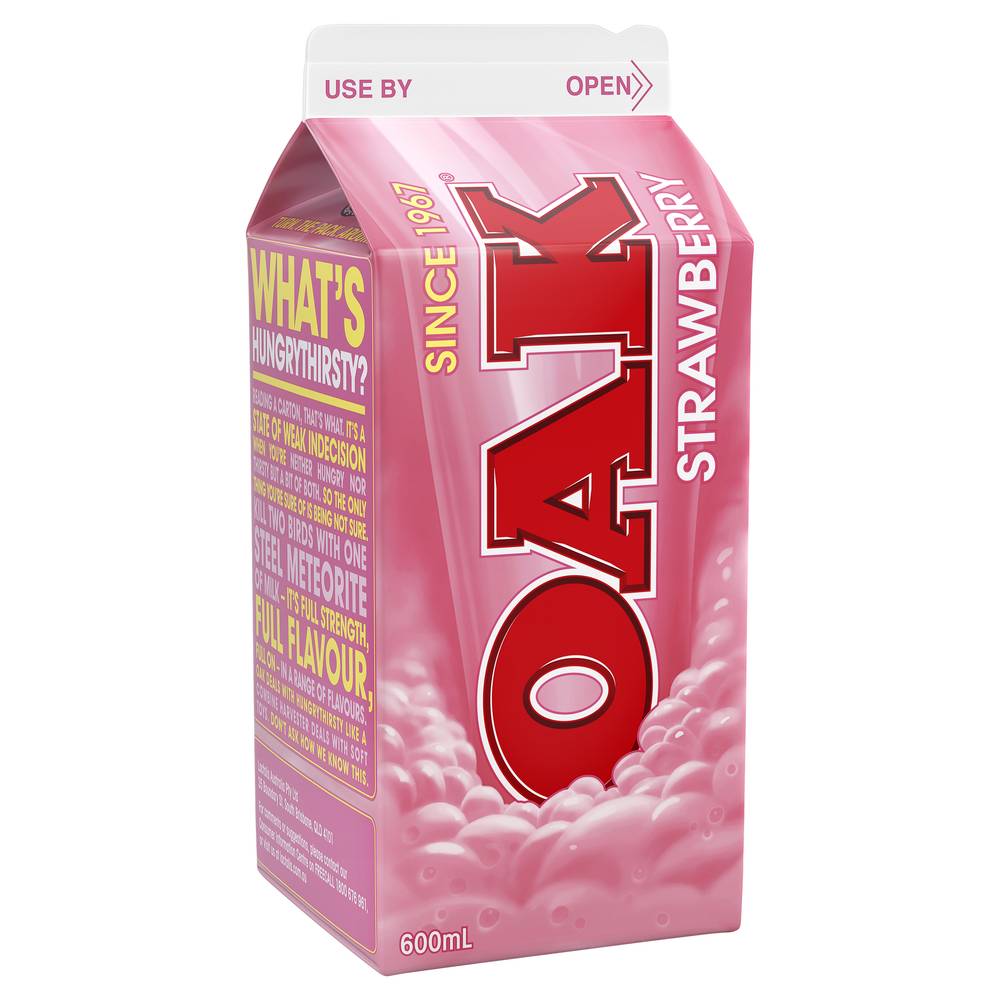 Oak Flavoured Milk, Strawberry (600mL)
