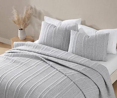 Maya Gray Textuerd Stripe King 3-Pc. Quilt Set