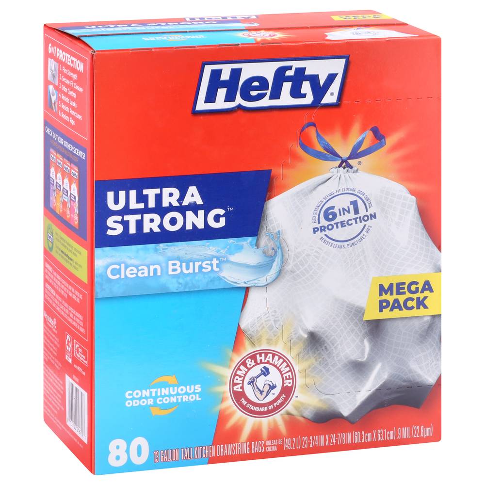 Hefty Ultra Strong Clean Burst Tall Kitchen Drawstring Bags (80 ct)