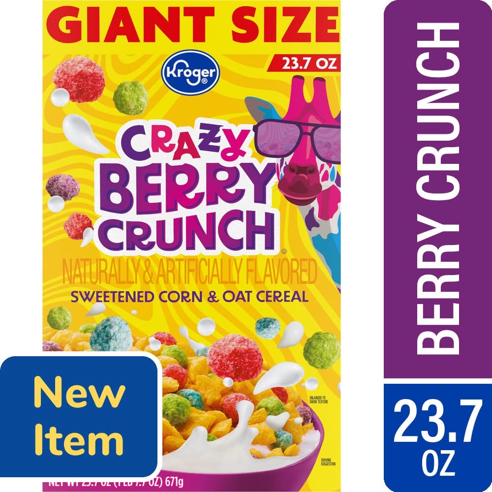 Kroger Crazy Sweetened Corn & Oat Cereal, Berry Crunch (23.7 oz)