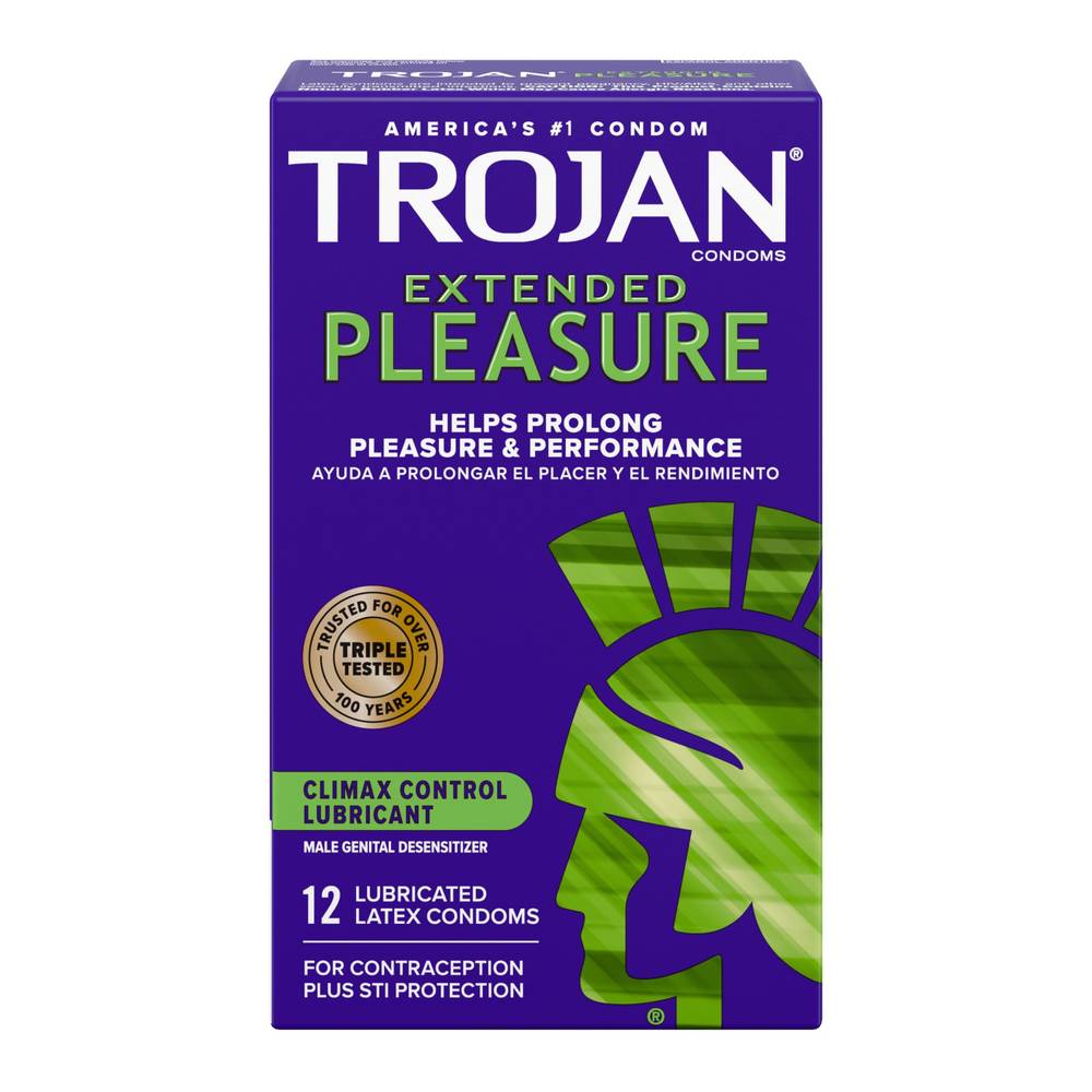 Trojan Extended Pleasure Climax Control Lubricated Latex Condoms (12 ct)