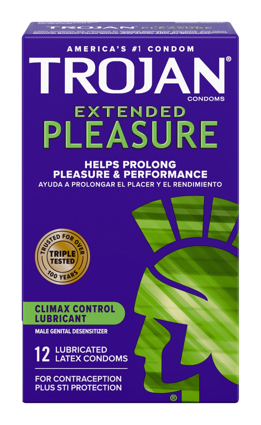Trojan Extended Pleasure Climax Control Lubricated Latex Condoms (12 ct)