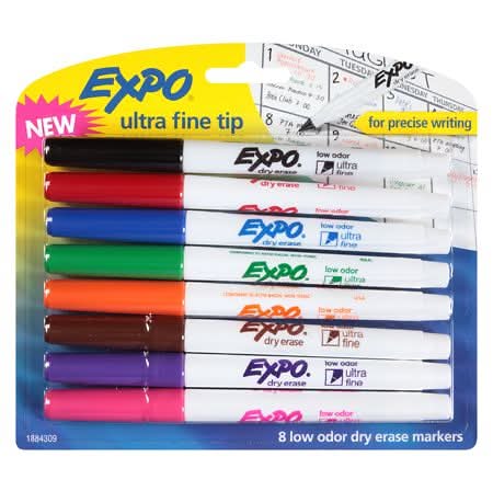 Expo Low-Odor Dry-Erase Markers With Ultra-Fine Tip Assorted Colors (68 g)