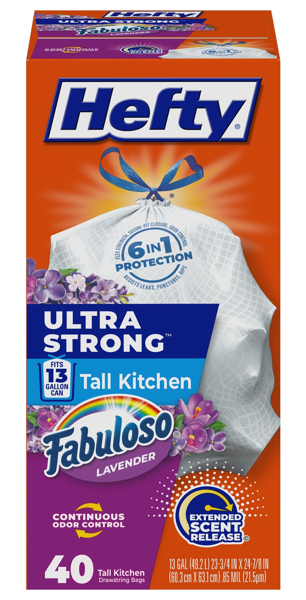 Hefty 13-Gallon Fabuloso White Indoor Plastic Kitchen Drawstring Trash Bag 40 -Count