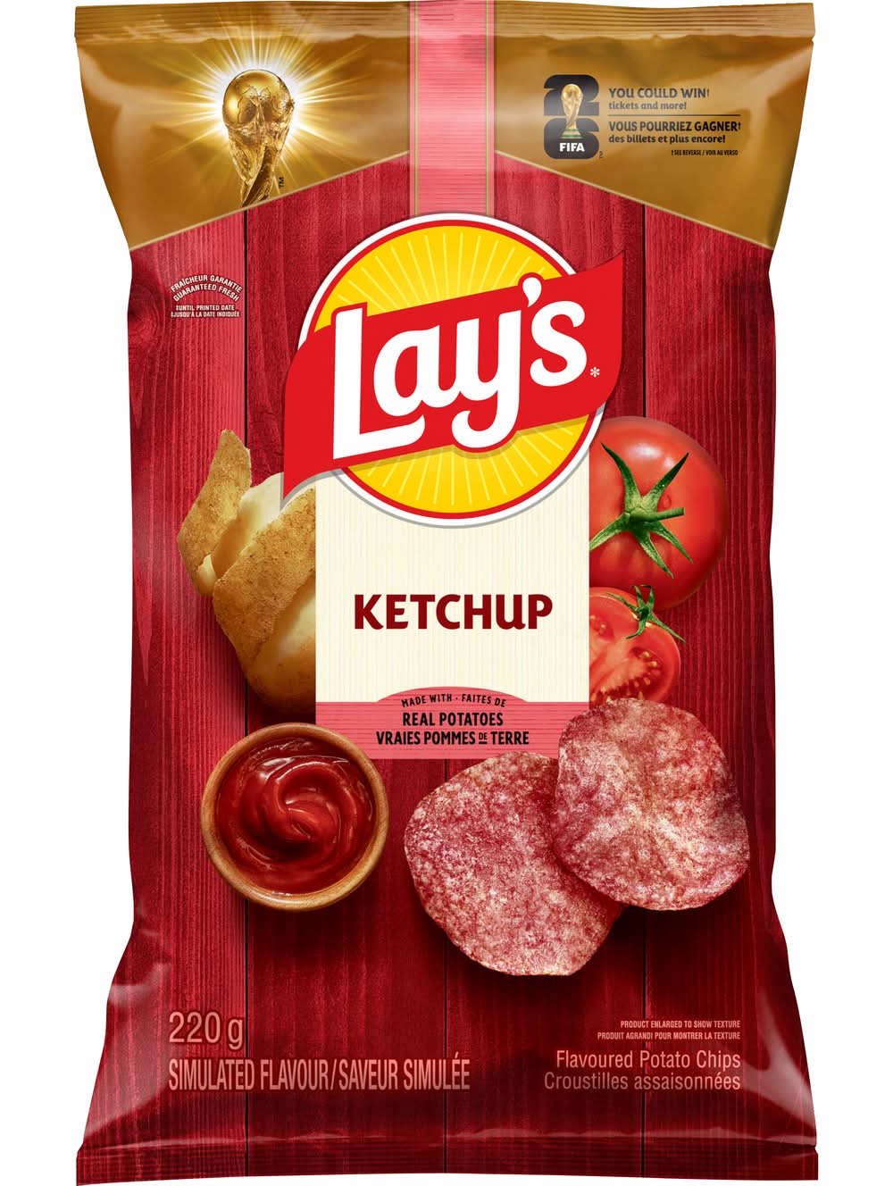 Lay's Gluten Free Flavoured Potato Chips, Ketchup (220 g)