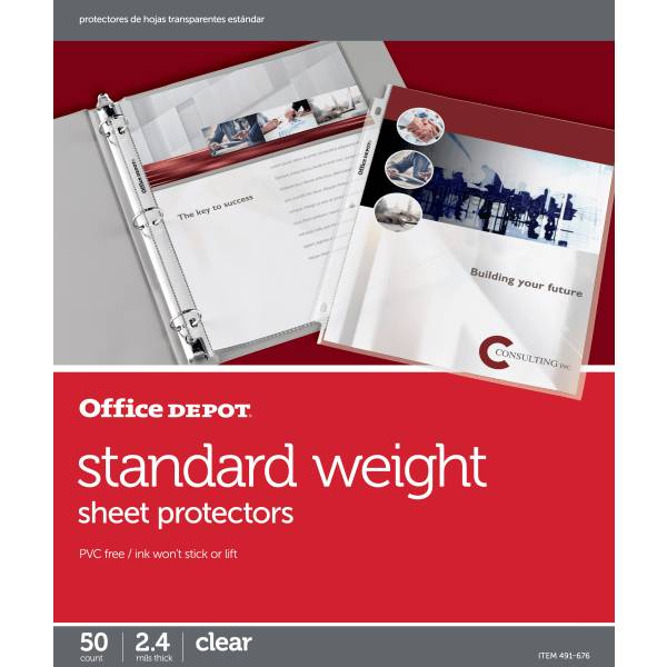 Office Depot Brand Standard Weight Sheet Protectors, 8-1/2" X 11", Clear (50 ct)