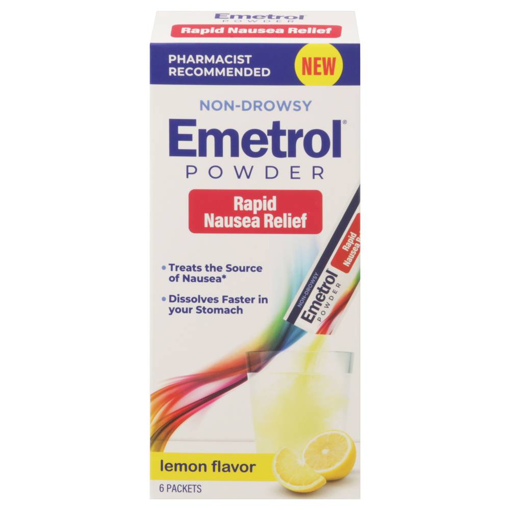 Emetrol Non-Drowsy Rapid Nausea Relief Powder, Lemon (6 ct)