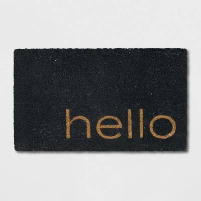 Threshold Hello Coir Doormat, Black