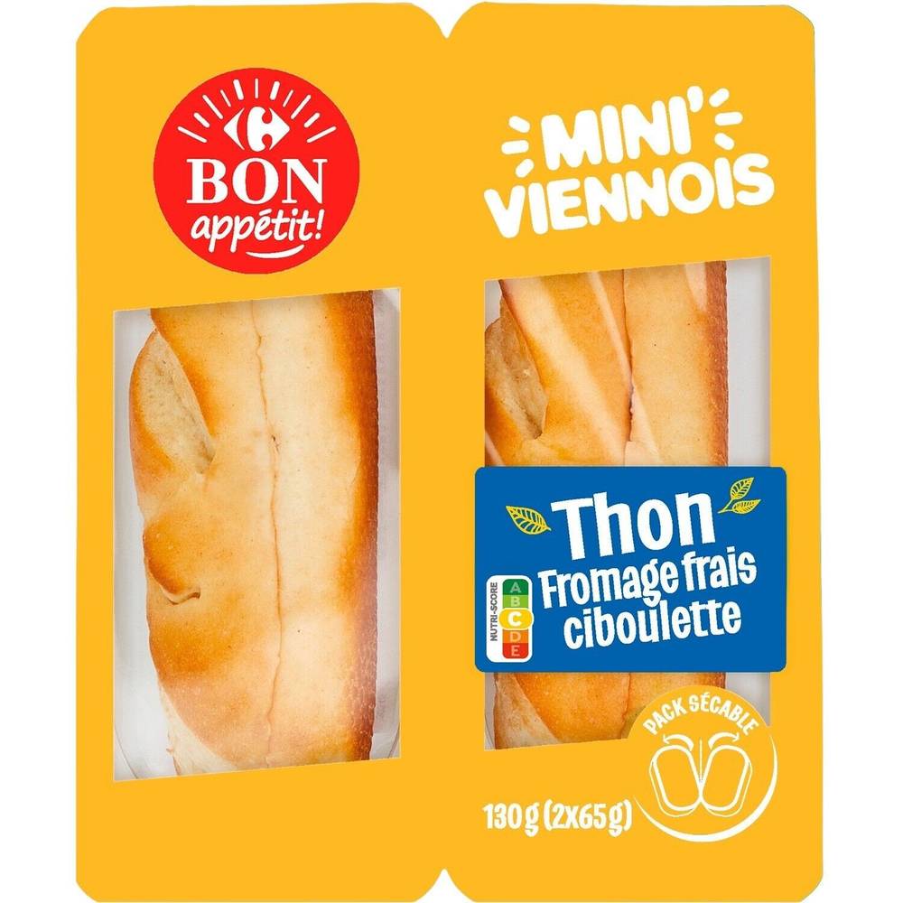 Sandwich thon fromage frais CARREFOUR BON APPETIT - le sandwich de 130g