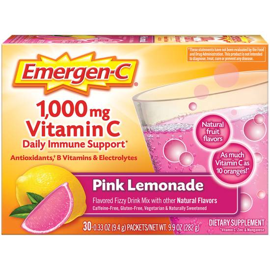 Emergen-C Vitamin C 1000 mg Pink Lemonade Fizzy Drink Mix (30 ct)