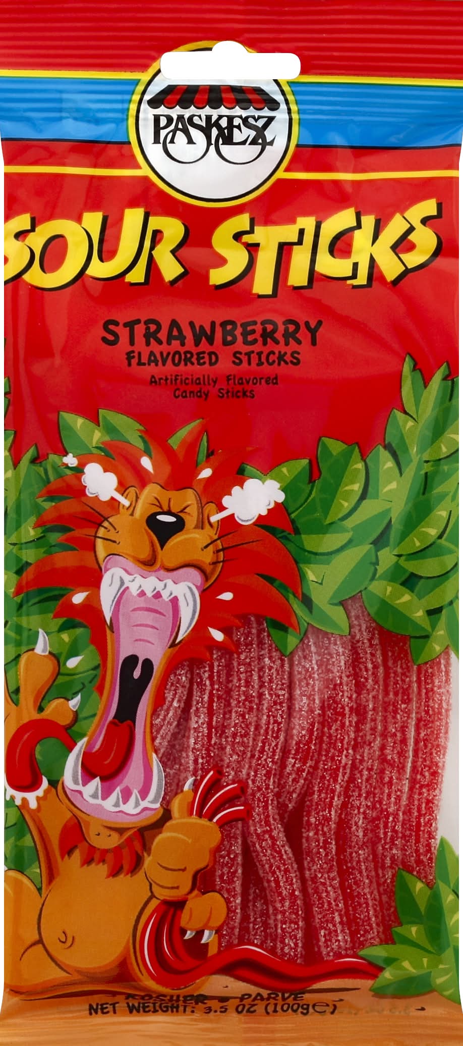 Paskesz Strawberry Sour Sticks (3.5 oz)