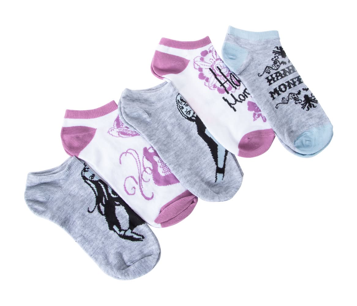Branded No-Show Socks 5-Pack Purple