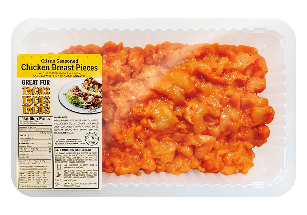 Fresh Citrus Marinated Diced Chicken Breasts