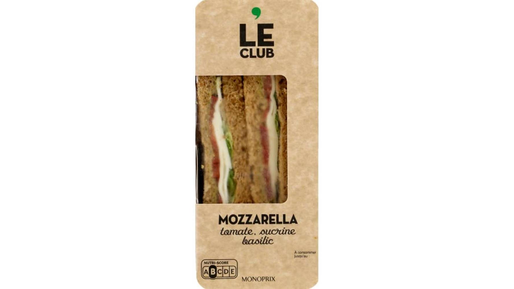 Monoprix Le club mozzarella tomate roquette basilic L'unite, 156g