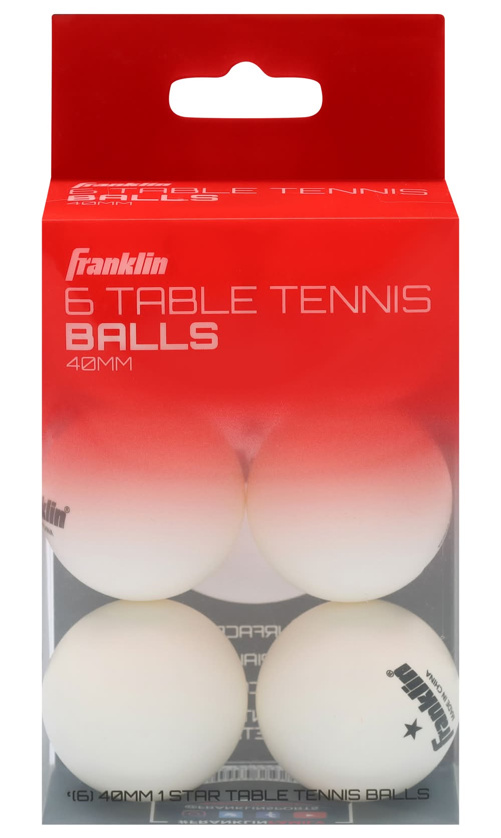 Franklin Table Tennis Balls, 40 mm, White (6 ct)