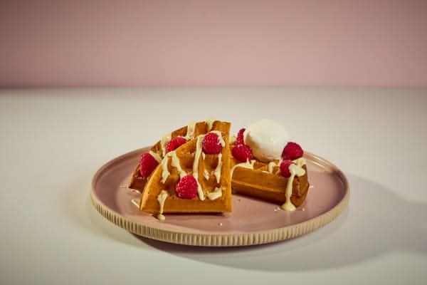 White Chocolate, Raspberry & Toasted Coconut - American Waffle