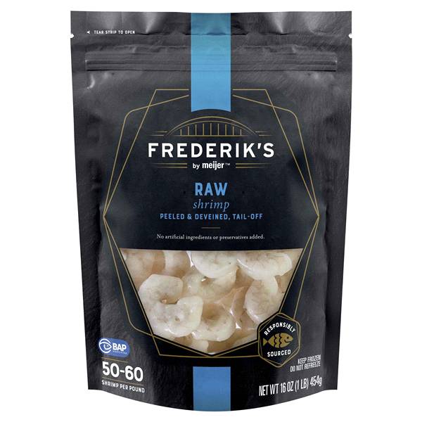 Frederiks By Meijer 50/60 Peeled & Deveined, Tail-Off Raw Shrimp (16 oz)