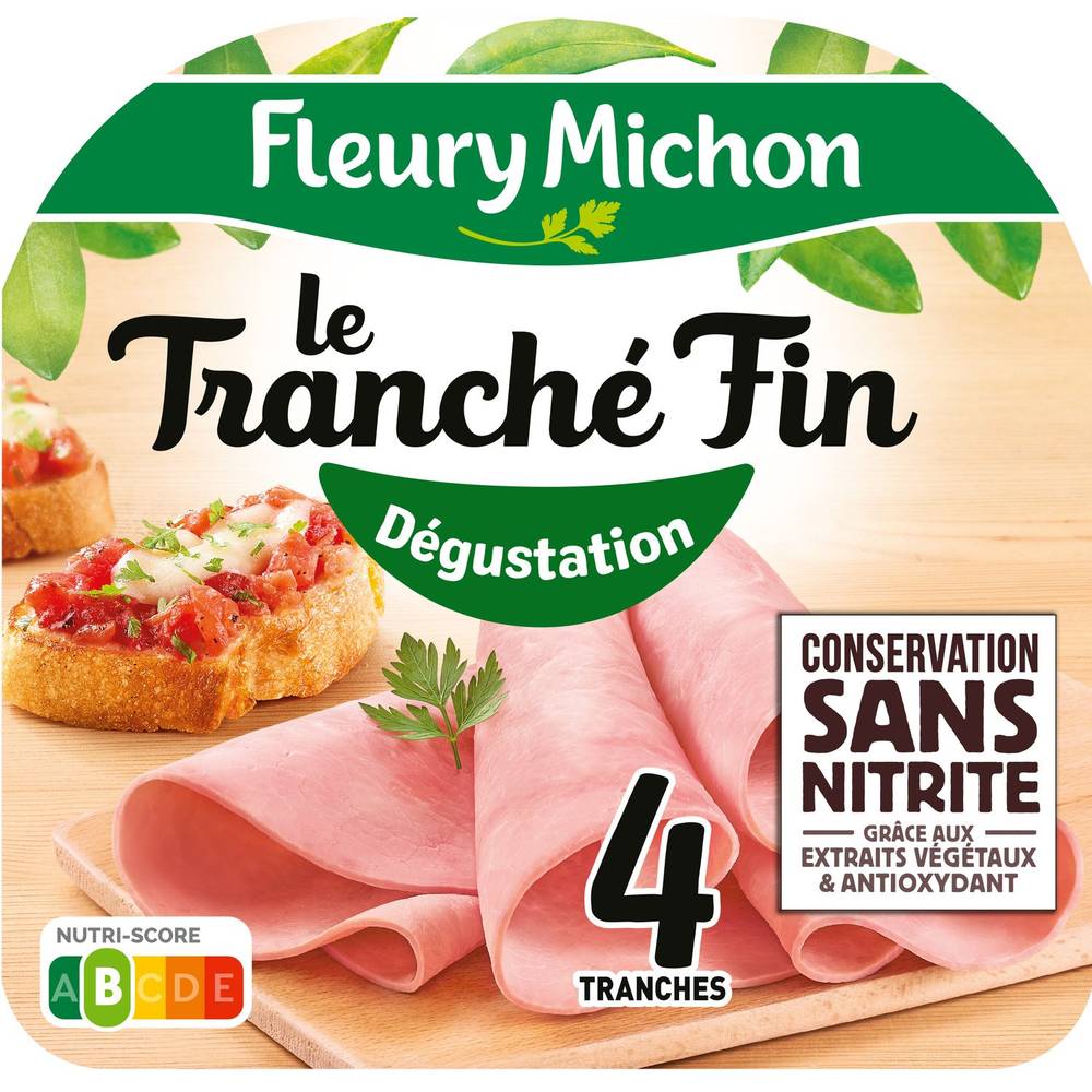 Fleury Michon - Jambon le tranché fin sans nitrite (4 pièces)