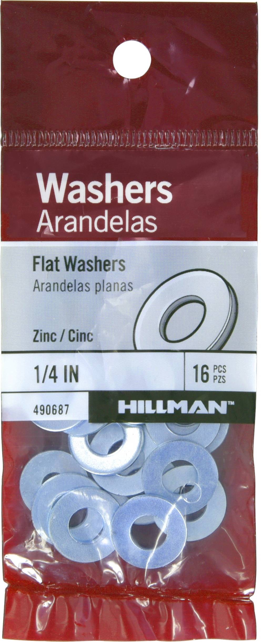 Hillman 1/4-in Zinc-plated Standard Flat Washer (16-Count) | 490687