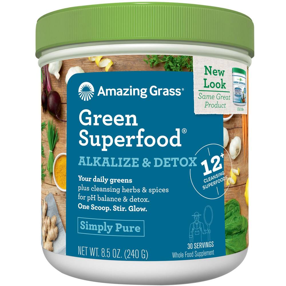 Green Superfood Alkalize & Detox Powder - Daily Greens + Cleansing Herbs & Spices (30 Servings)