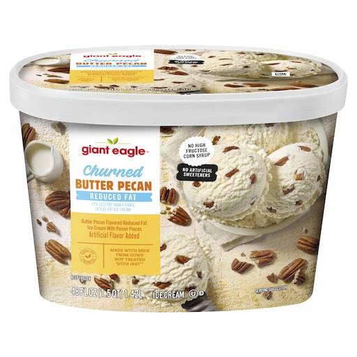 Giant Eagle Ice Cream, Churned Butter Pecan, Reduced Fat