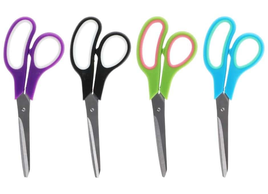 Comfort Grip Scissors, 8 in, Assorted (4 ct)
