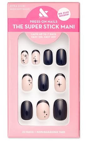 Olive & June Press on Tabs Xs Round Nails, Midnight Mixed (32 ct)