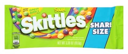 SKITTLES Sour Candy, Share Size, 3.3 oz Bag