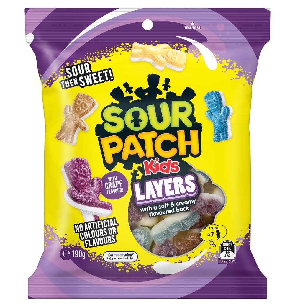 Sour Patch Kids Soft & Creamy Layers Lollies, Assorted (190g)