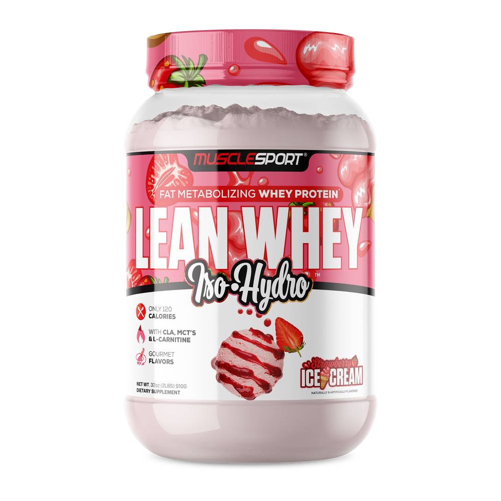 MuscleSport Lean Whey Iso Hydro Protein Strawberry Ice Cream Protein Powder (32 oz)