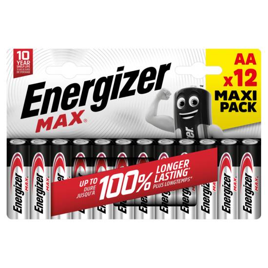 Energizer Max Aa Batteries, Alkaline, 12 pack