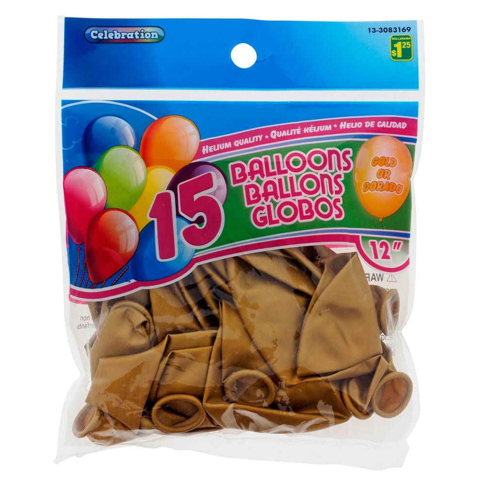 12" Metallic Balloons - Gold, 20Pack