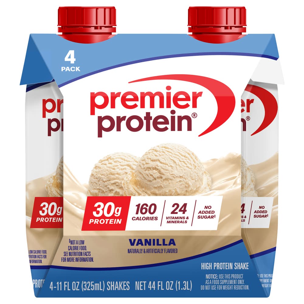 Premier Protein High Protein Shake, Vanilla (4 x 11 fl oz)