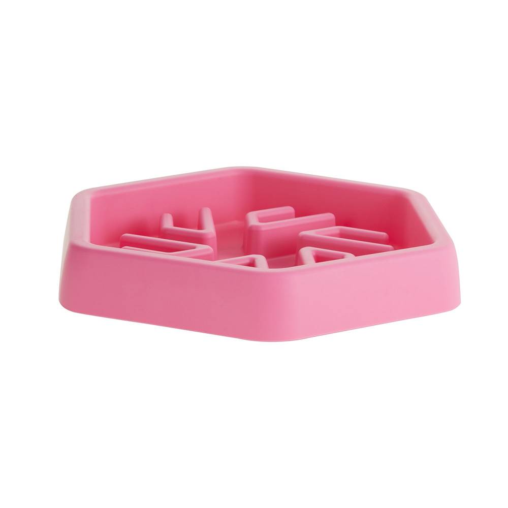 Top Paw Puzzle Slow-Feeder Dog Bowl (pink)