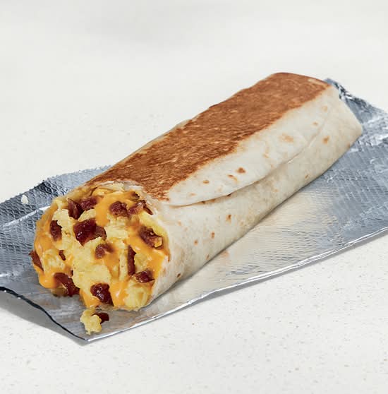Cheesy Toasted Breakfast Burrito Bacon