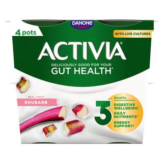 Activia Rhubarb Gut Health Yogurt 4 x 115g (460g)