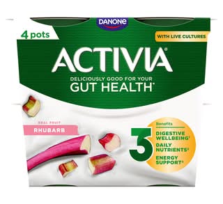 Activia Rhubarb Gut Health Yogurt 4 x 115g (460g)