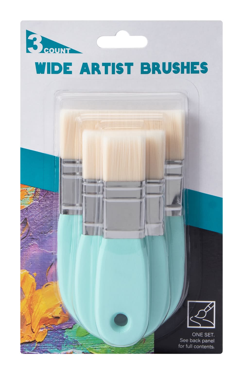 Wide Artist Brushes 3-Pack Set Green