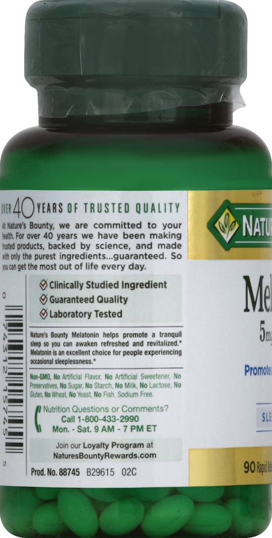 Nature's Bounty Melatonin 5 mg Dietary Supplement (90 ct)