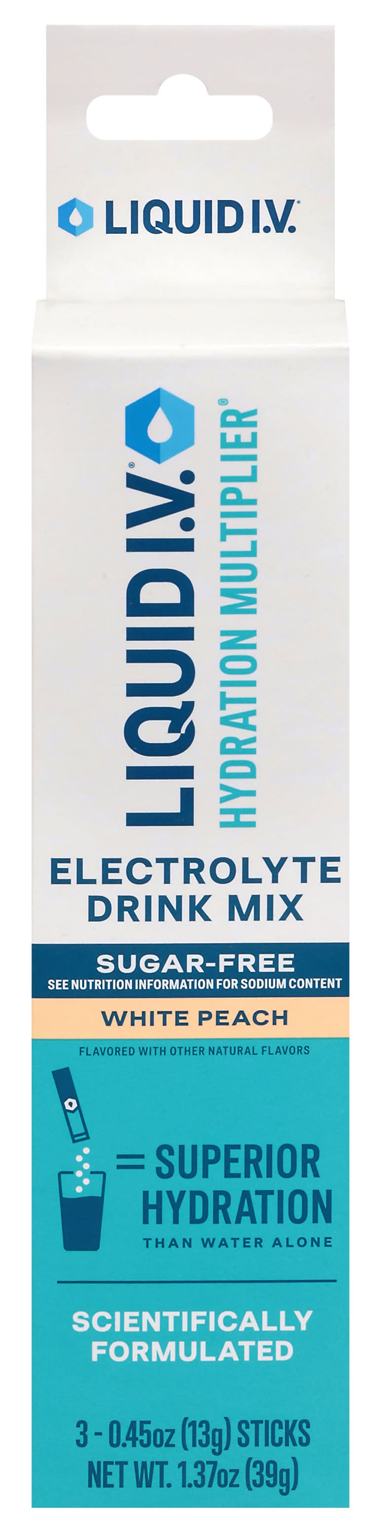 Liquid I.V. Hydration Multiplier Electrolyte Drink Mix, White Peach (0.45 oz)