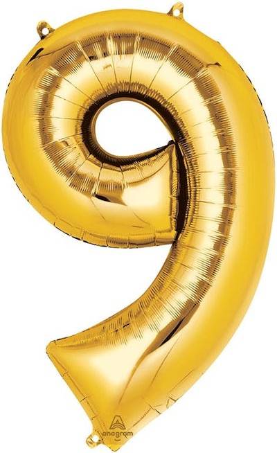 34'' Gold Number (9) - Balloon