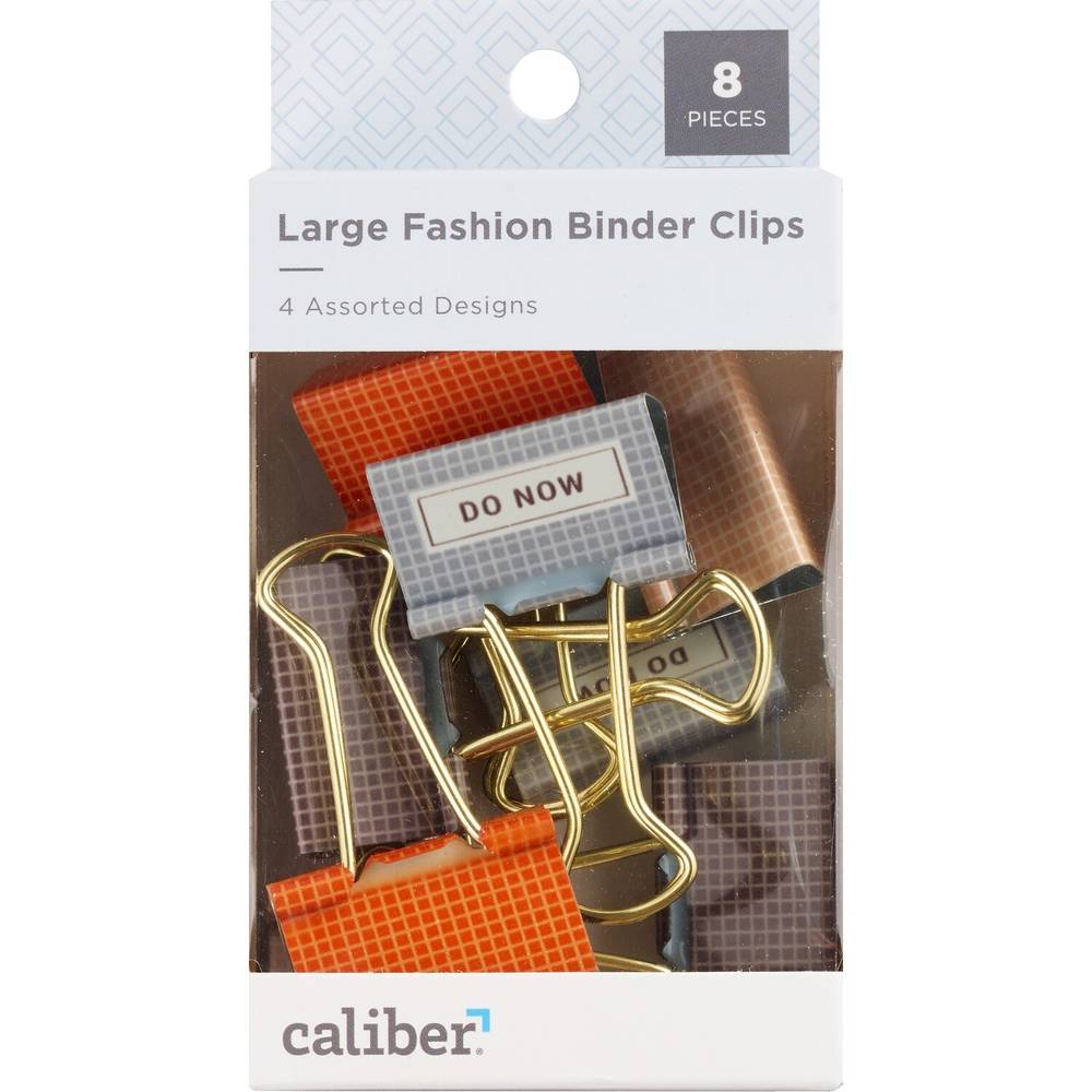 Caliber Decorative Large Binder Clips, 8 Ct