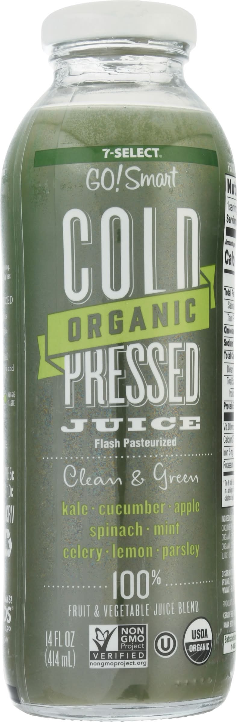 7-Select Go Smart Organic Cold Pressed Juice, Clean & Green (14 fl