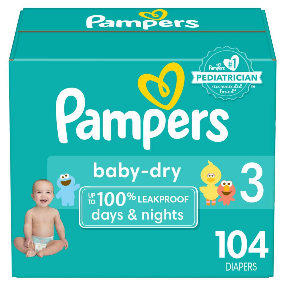Pampers Baby-Dry Diapers, Size 3, 104 CT