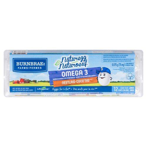 Burnbrae farms gros oeufs naturoeuf coco’nid omega 3 (12 unités) - naturegg eggs l (12 units)