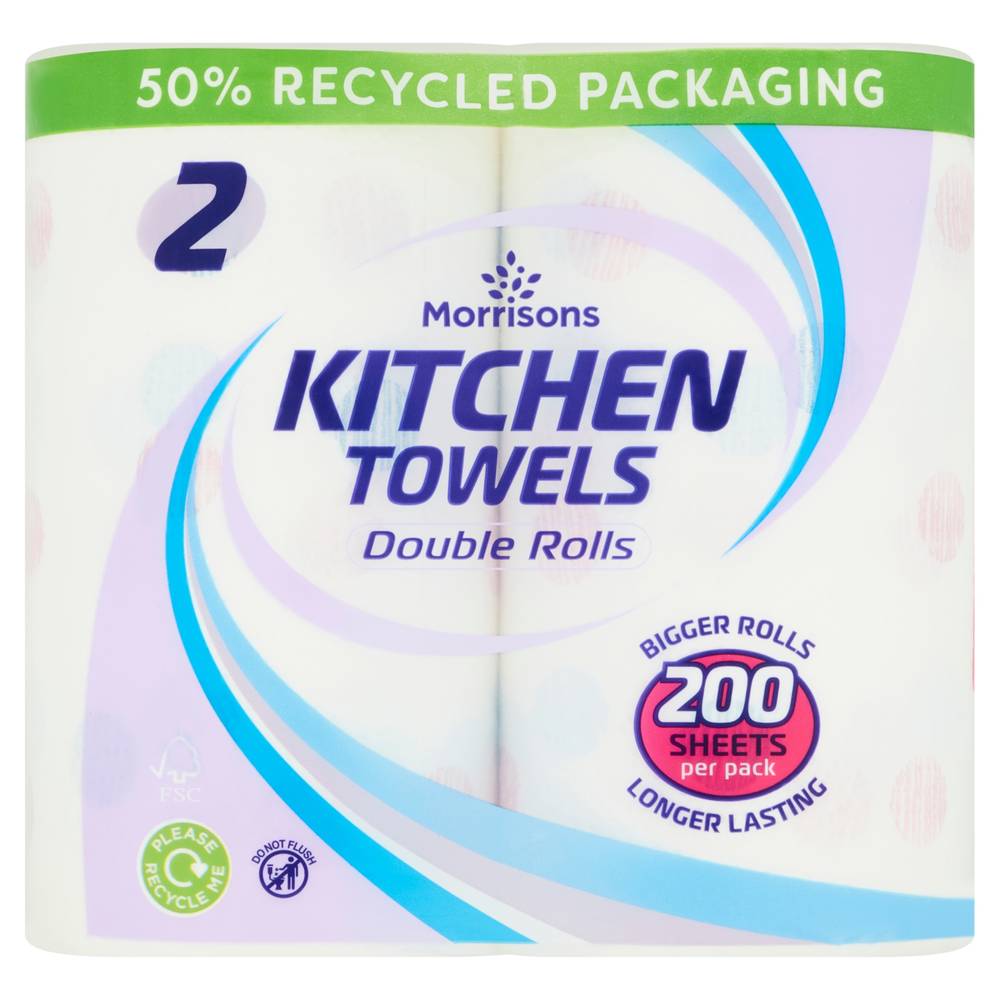 MORRISONS STANDARD DECORATED KITCHEN TOWEL 2 ROLL (DOUBLE ROLL)