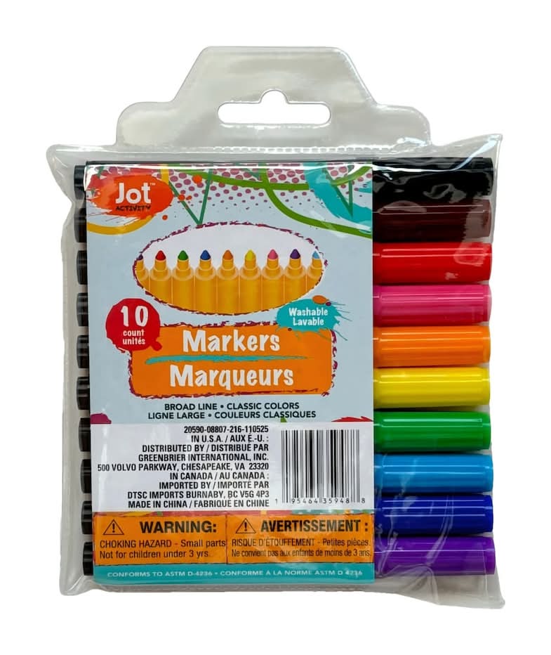 Jot Washable Broadline Markers, Assorted (10 ct)